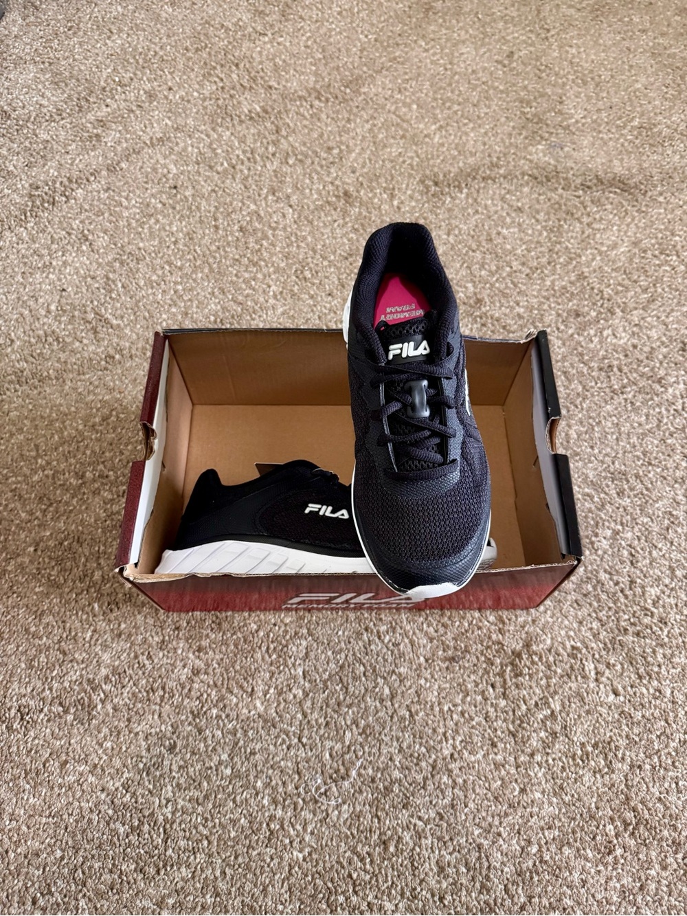 Fila Black and White Women's Running Sneakers with Pink Insole